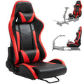 Hottoby Ergonomic Racing Seat With Adjustable Double Slides Fit For Race Simulator Cockpit Wheel Stand,Gaming Chair,Sim Video Game Chairs Pvc,180 Degree Fully Reclining Seat-Red