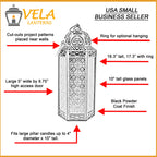 Extra Large Black Metal Decorative Floor Moroccan Lantern Candle Holder Lamp - Indoor/Outdoor, Home Decor, Patio, Halloween, Wed