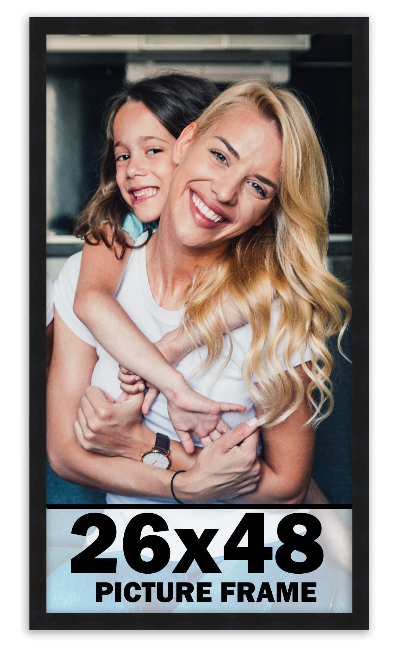26x48 Frame Black Picture Frame - Complete Modern Photo Frame Includes UV Acrylic Shatter Guard Front, Acid Free Foam Backing Bo