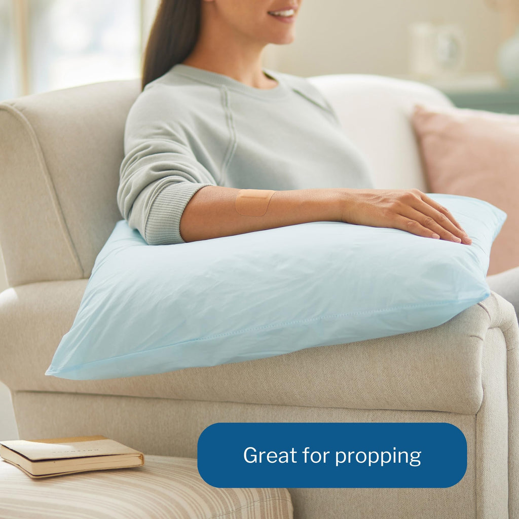 Mckesson Limited Reusable Bed Pillow, Fluid And Stain-Resistant, Blue, 20 In X 26 In, 1 Count