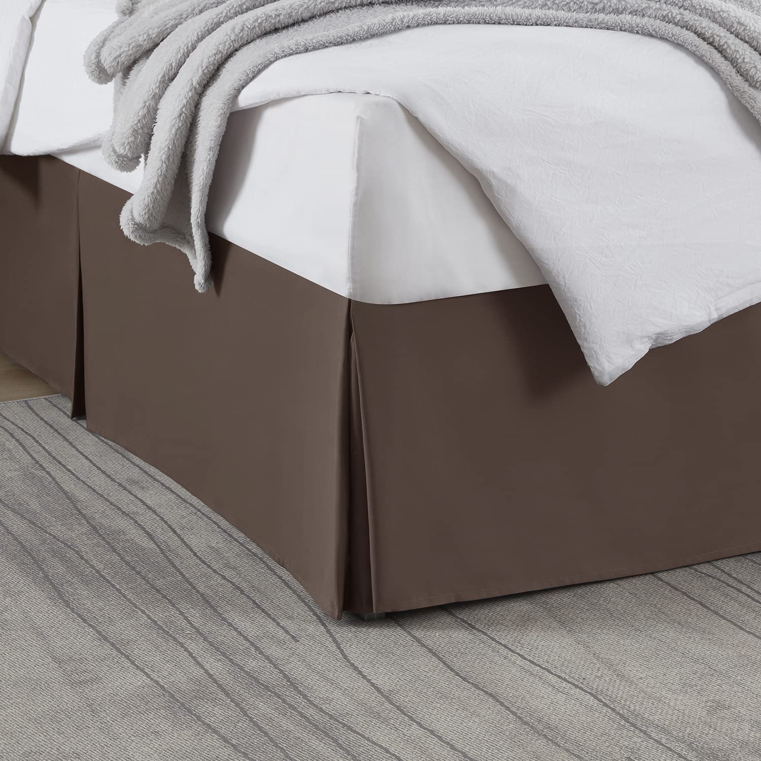 Nestl Dark Brown Bed Skirt Queen Size - Queen Bed Skirt 14 Inch Drop - Brushed Microfiber Bed Skirts - Hotel Quality Pleated Bed