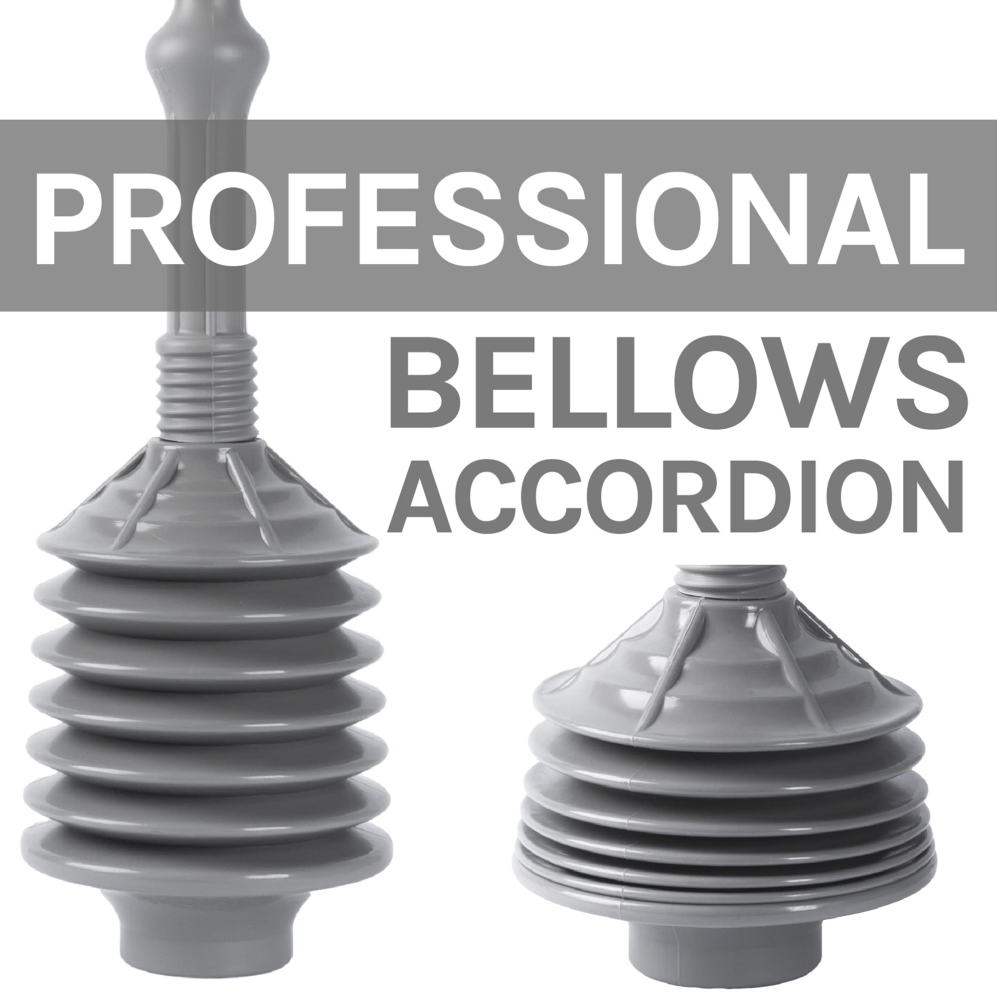 Js Jackson Supplies Grey Bellows Accordion Toilet Plunger With Black Storage Tray