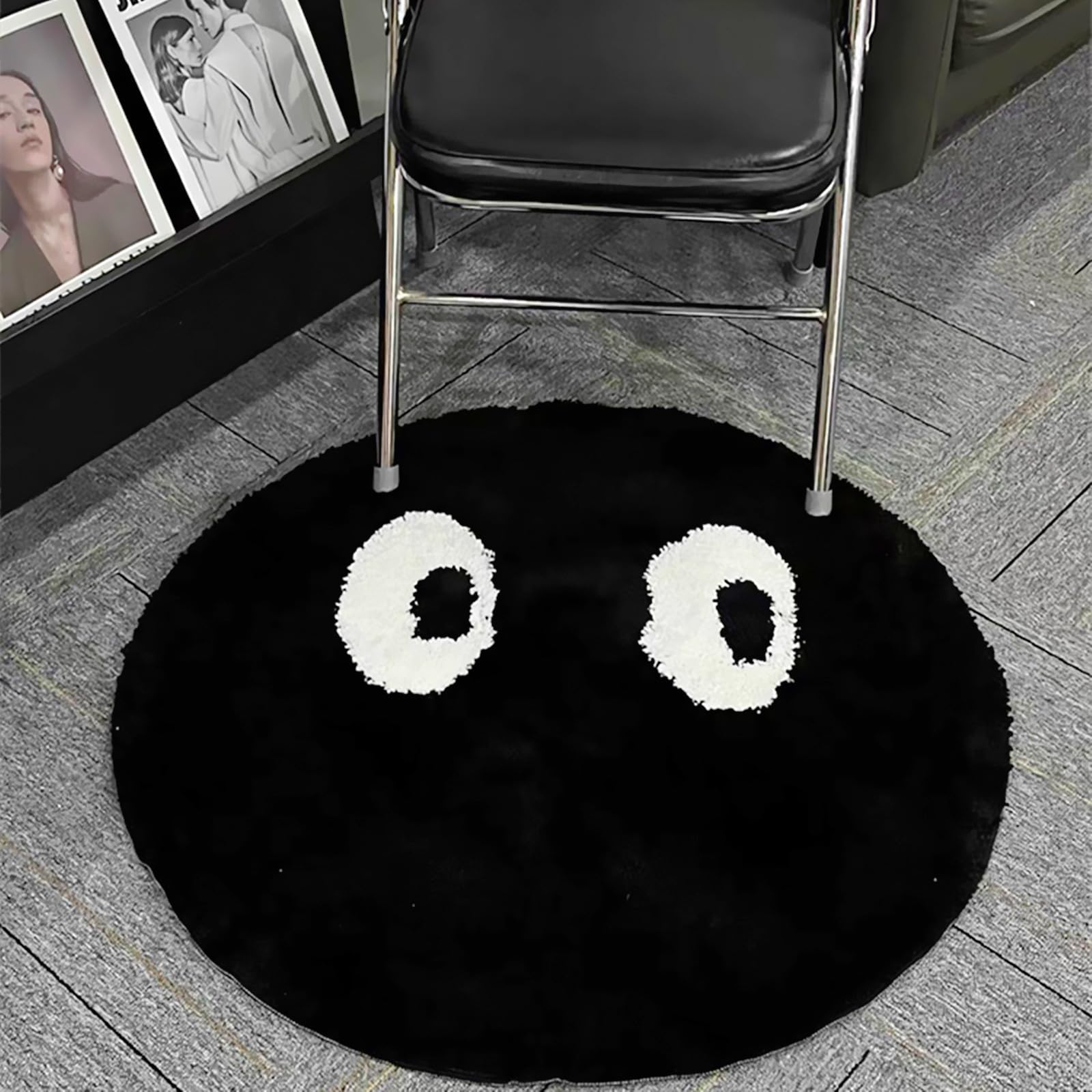 Levinis Nursery Rug, Funny Cute Eyes D  Cor Rug For Kids Black And White Rug Accent Throw Rug For Kids Room, Bedroom, Living Roo