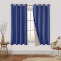 HOMEIDEAS 100% Blackout Curtains 2 Panels Faux Linen Curtains Royal Blue Room Darkening Curtains 52 X 63 Inches Thermal Insulate