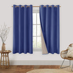 HOMEIDEAS 100% Blackout Curtains 2 Panels Faux Linen Curtains Royal Blue Room Darkening Curtains 52 X 63 Inches Thermal Insulate