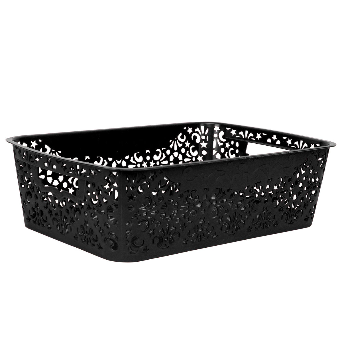Cutting EDGE Plastic Turkish Storage Basket, Medium, Black (Set of 1)