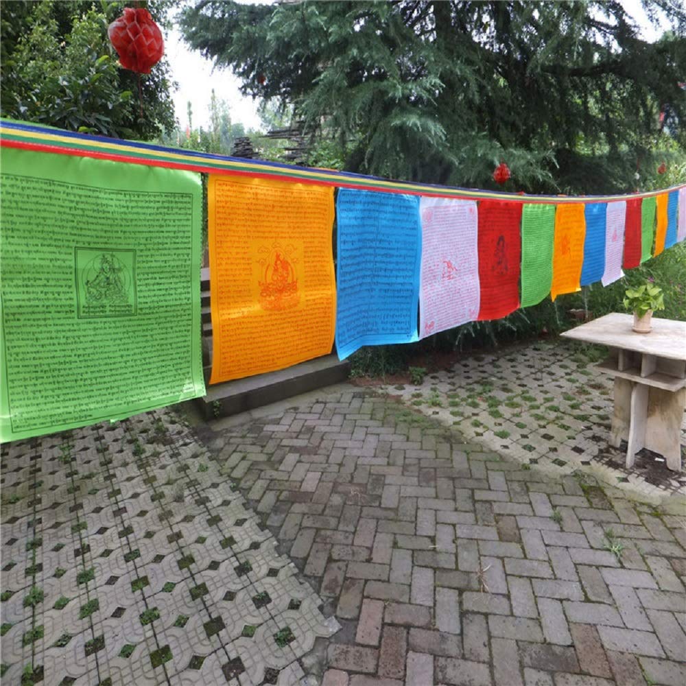 Krismya Tibetan Tranquil Prayer Flags-Pack Of 100 (10In X 9In) Indoor Outdoor Satin Affirmation Windhorse Prayer Flags