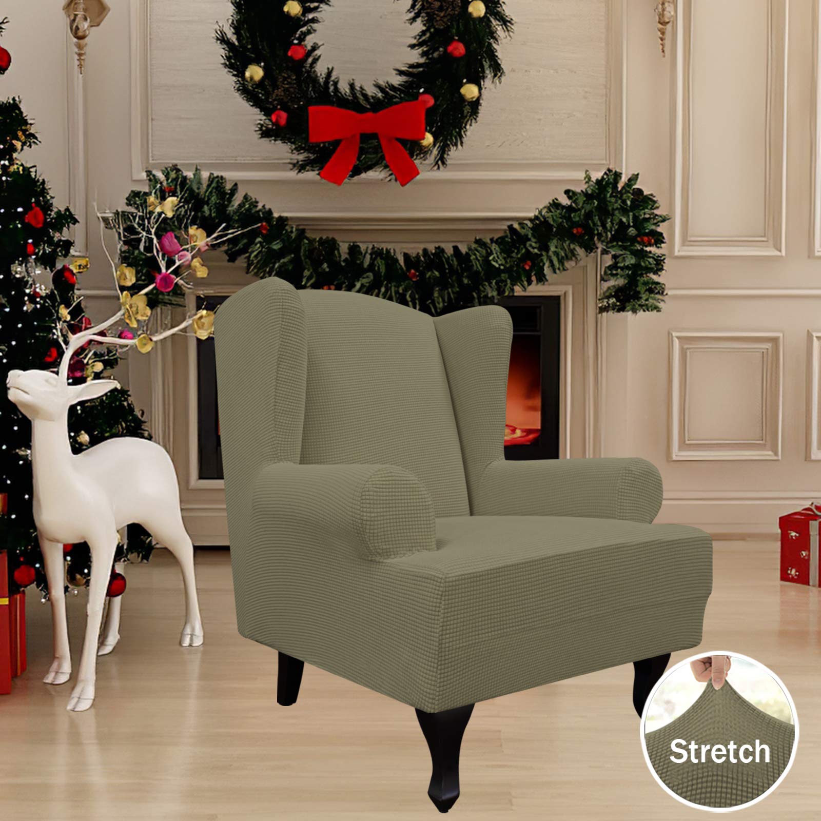 Easy-Going Stretch Wingback Chair Sofa Slipcover 1-Piece Sofa Cover Furniture Protector Couch Soft With Elastic Bottom, Spandex