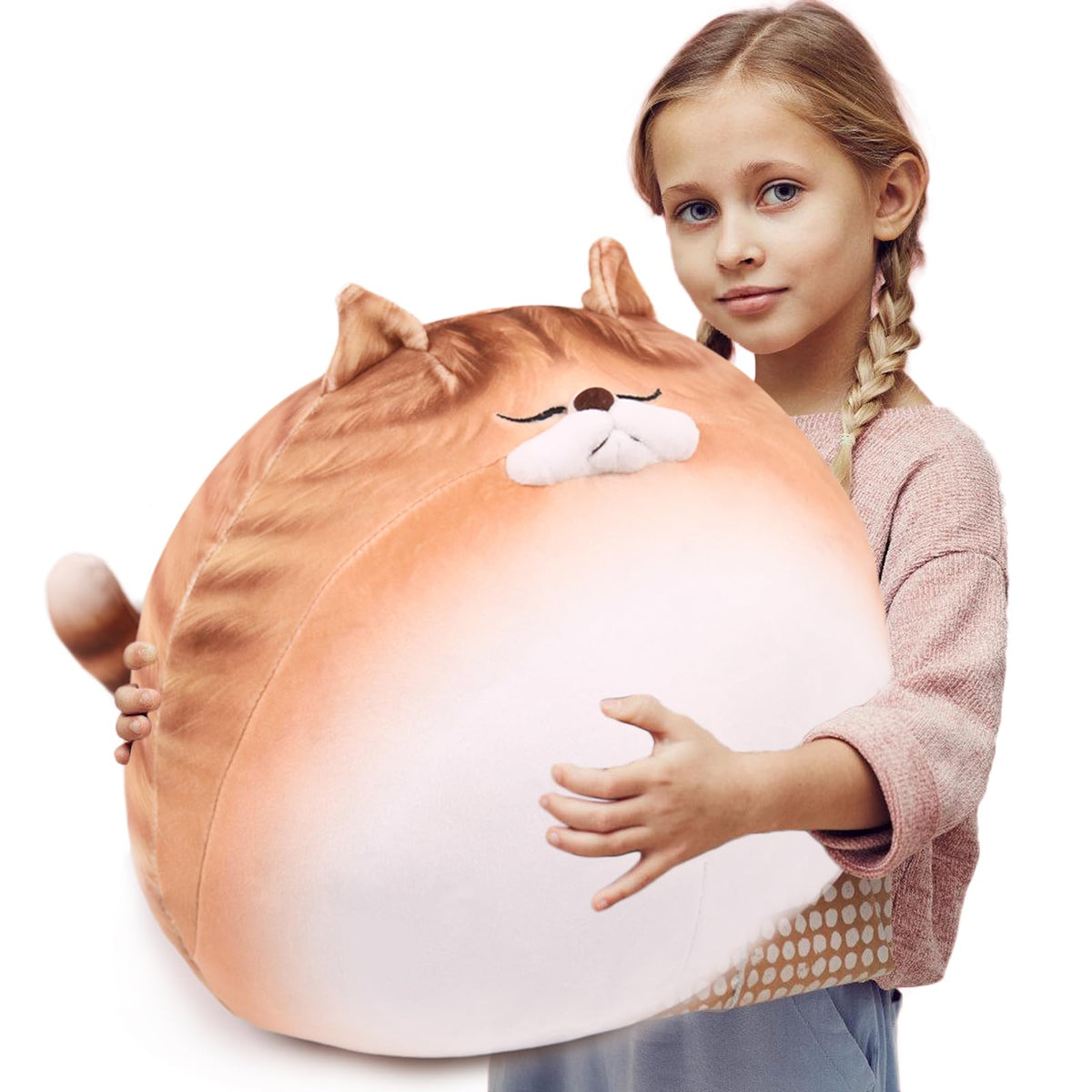 Arelux 19.6In High Chubby Cat Plush Pillow, Cute Fat Kitty Cat Stuffed Animal Soft Kitten Adorable Hugging Pillow Anime Plushies