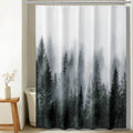 ORTIGIA 78 Inch Dark Green Misty Forest Shower Curtain for Bathroom, Nature Woodland Shower Curtain Set with Hooks, Decorative P
