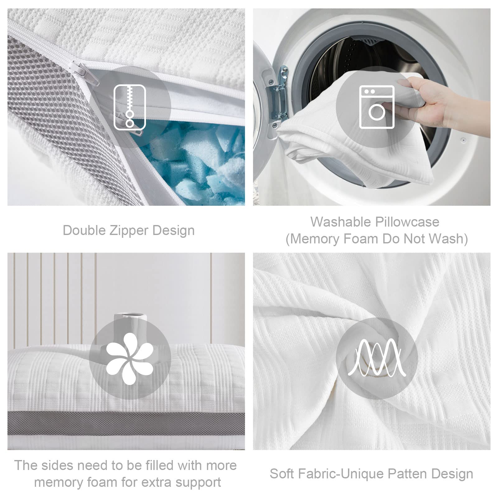 Meoflaw Cooling Pillows Standard Size Set Of 2,Shredded Memory Foam Bed Pillows For Sleeping,Standard Pillows For Back & Side Sleepers,Adjustable 2 Pillows Standard Size With Washable Cover