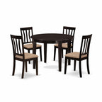 East West Furniture BOAN5-CAP-C 5 Piece Dinette Set for 4 Includes a Round Kitchen Table and 4 Linen Fabric Dining Room Chairs, 42x42 Inch, Cappuccino
