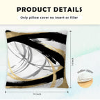 Supwhd Black White And Gold Pillow Covers, Abstract Black And Gold Pillow Covers 16X16 Set Of 2, Modern Boho Home Decor, Black A
