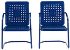Crosley Furniture Bates 2-Piece Outdoor Chair Set, Retro Metal Patio Chairs for Dining, Porch, Deck, Balcony, Navy Gloss