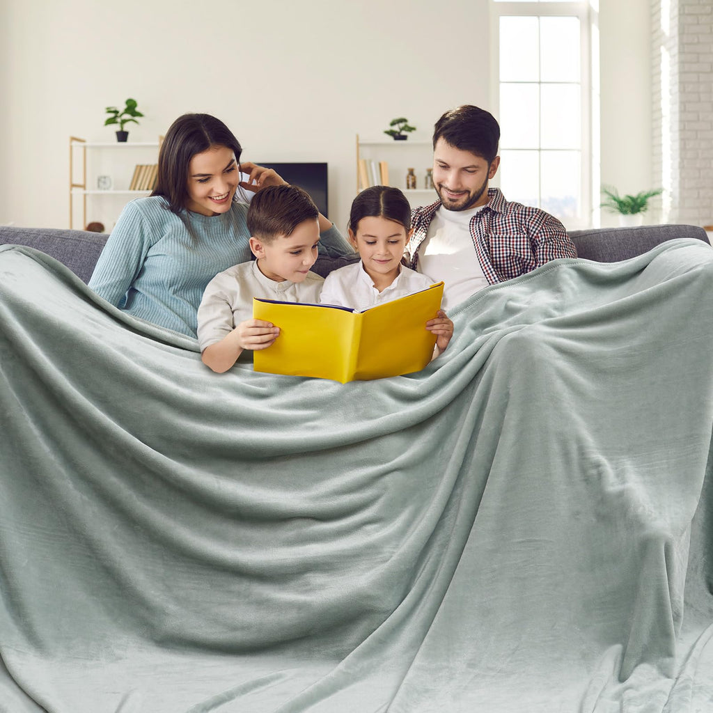 Phf Oversized King Fleece Blanket 120'X120', No Shed No Pilling Big Soft Blanket, Extra Large 10'X 10' Lightweight For Bed, Sofa Travel And Camping, Suitable For All Season, Sage Green