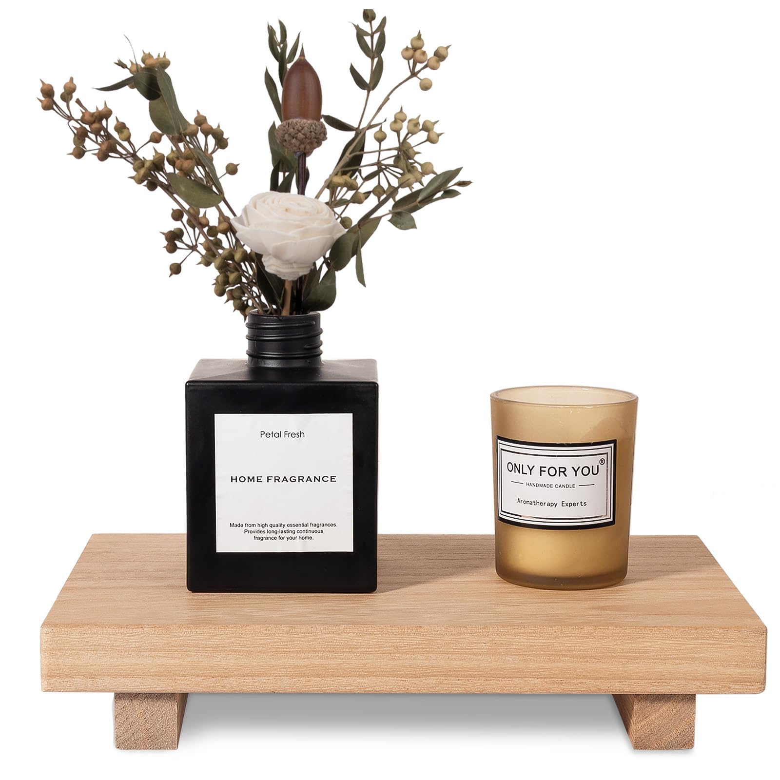 Small Wood Tray Pedestal Stand Farmhouse Bathroom Decor Decorative Wooden Riser Kitchen Soap Dish Holder for Vanity, Counter, Si