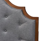 Baxton Studio Premala Classic and Traditional Grey Fabric and Walnut Brown Finished Wood King Size Headboard
