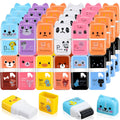 Seajan 44 Pcs Erasers for Kids Gift Bulk Cute Animal Themed Pencil Eraser with Clean up Roller for School Party Christmas Favors