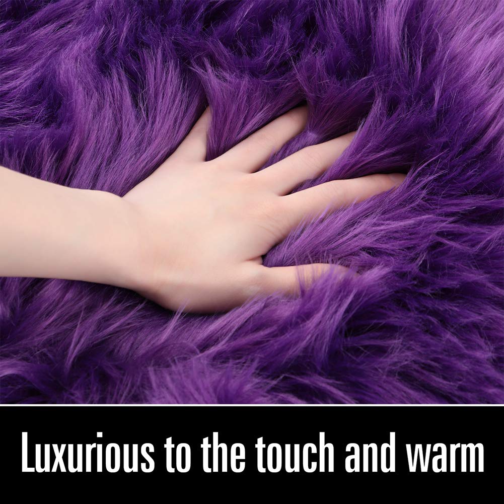 Lochas Soft Fluffy Faux Fur Rugs For Bedroom Bedside Rug 4X6, Washable Furry Area Rug Carpet For Living Room Dorm Floor, Durable