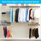 Hanging Closet Rod,15-50 Inch Adjustable Closet Hanging Organizer,35 Inch Height Space-Saving Clothes Hanging Bar,Black Closet R