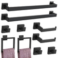 Matte Black Bathroom Hardware Accessories Set 10-Piece Towel Bar Set Bath Towel Holder Set Stainless Steel Wall Mounted Towel Ra