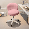 HDHNBA Small Desk Chair Round Rolling Chair with Back PU Leather Height Adjustable Swivel Vanity Work Computer Stool Chair for H