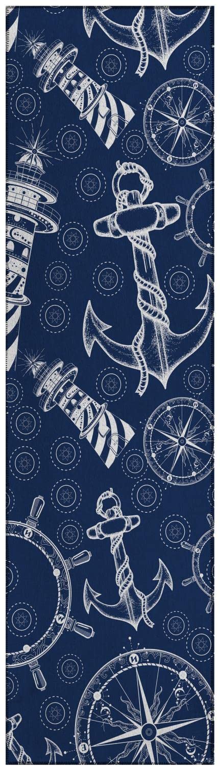 Dalyn Indoor Outdoor Harbor Ha9 Navy Washable 2'3" X 7'6" Runner Rug Ha9Na2X8