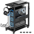 JANE EYRE Computer Tower Stand - Adjustable PC Tower Stand CPU Holder Cart with Charging Station for Office Home Classroom,23.03