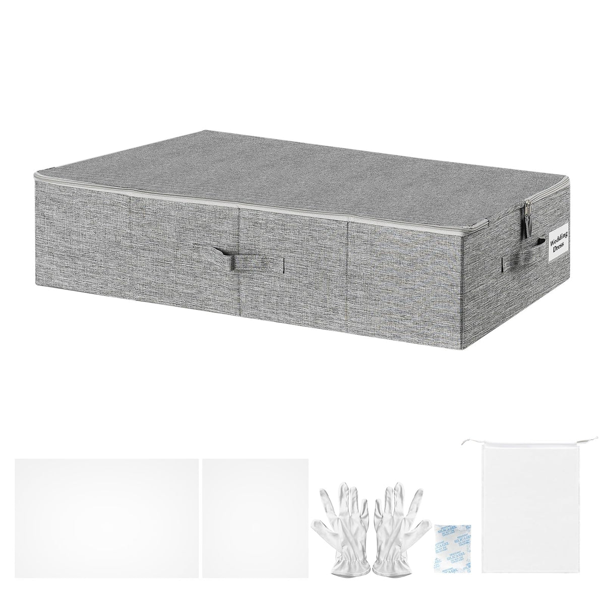 Hollyfly Large Wedding Dress Preservation Box Kit, Wedding Dress Storage Box with 30 Sheets of Acidfree Tissue Paper, Microfibe