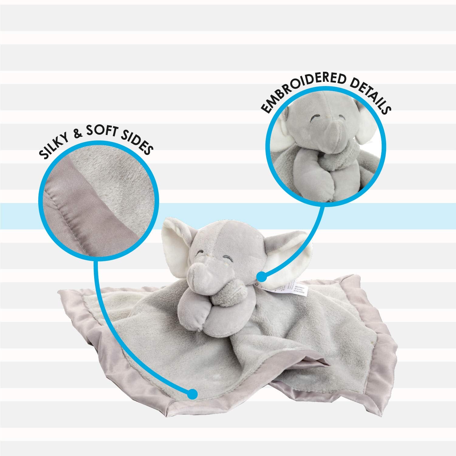 Kids Preferred Carter'S Elephant Plush Stuffed Animal Snuggler Lovey Security Blanket - Gray