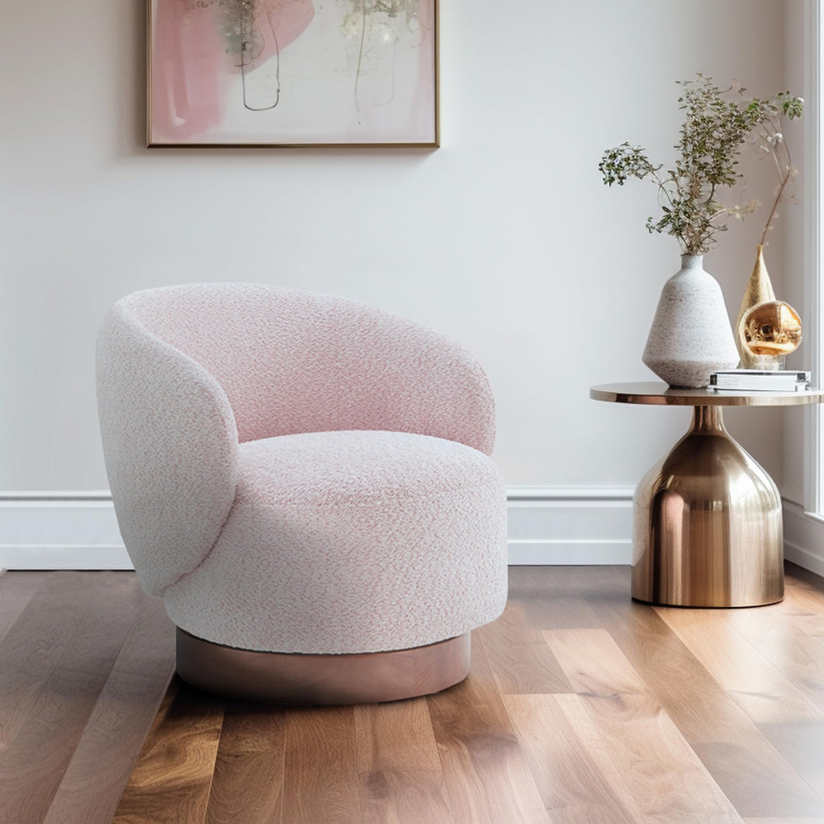 Kislot Swivel Accent Chair Round Barrel Armchair Upholstered Performance Fabric For Living Room Bedroom Reading Waitingroom,1 Pc