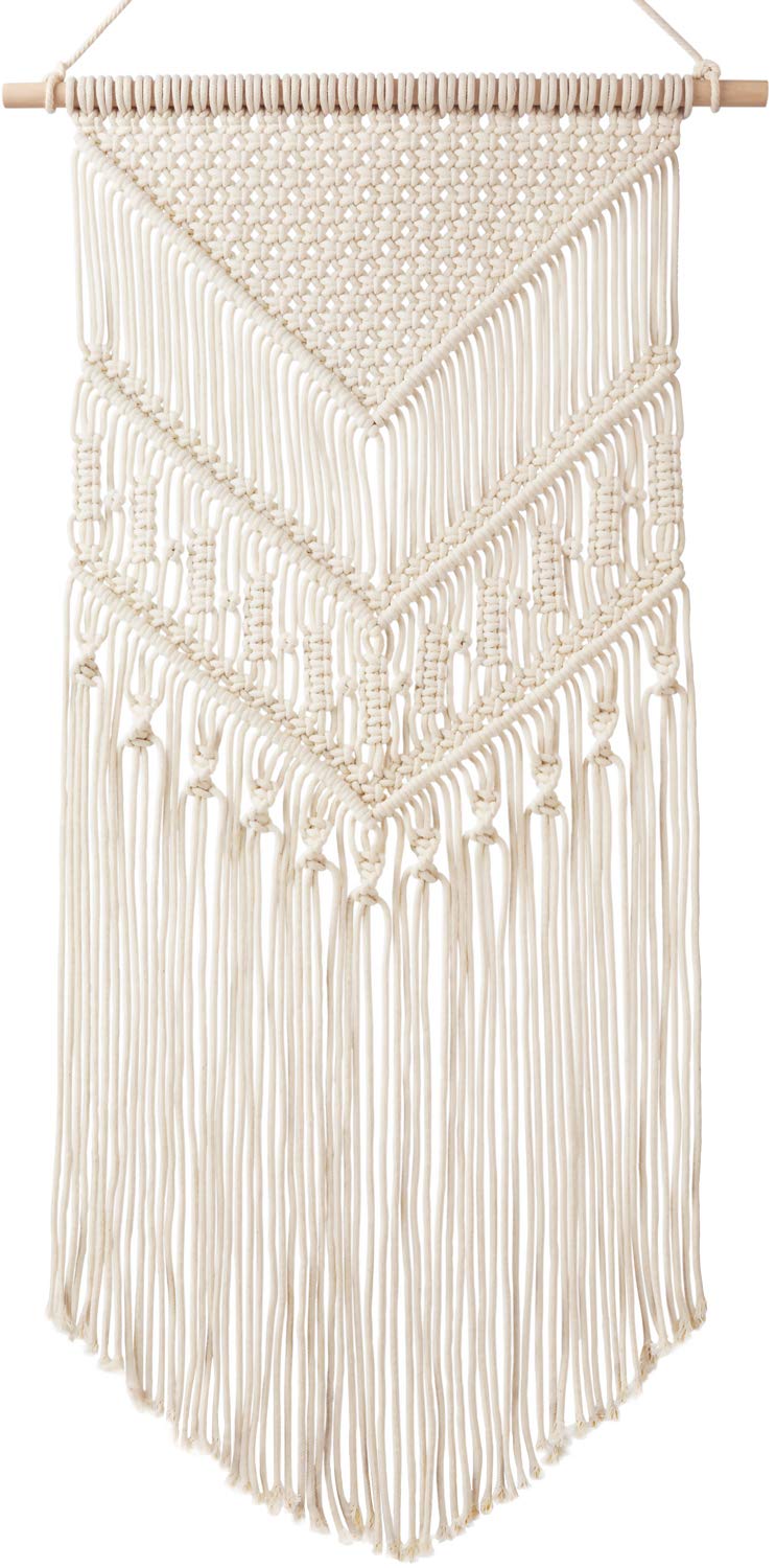 Mkono Macrame Wall Hanging Art Woven Boho Home D  Cor, Geometric Beautiful Yarn Tapestry Wall Decor For Bedroom, Nursery, Apartm