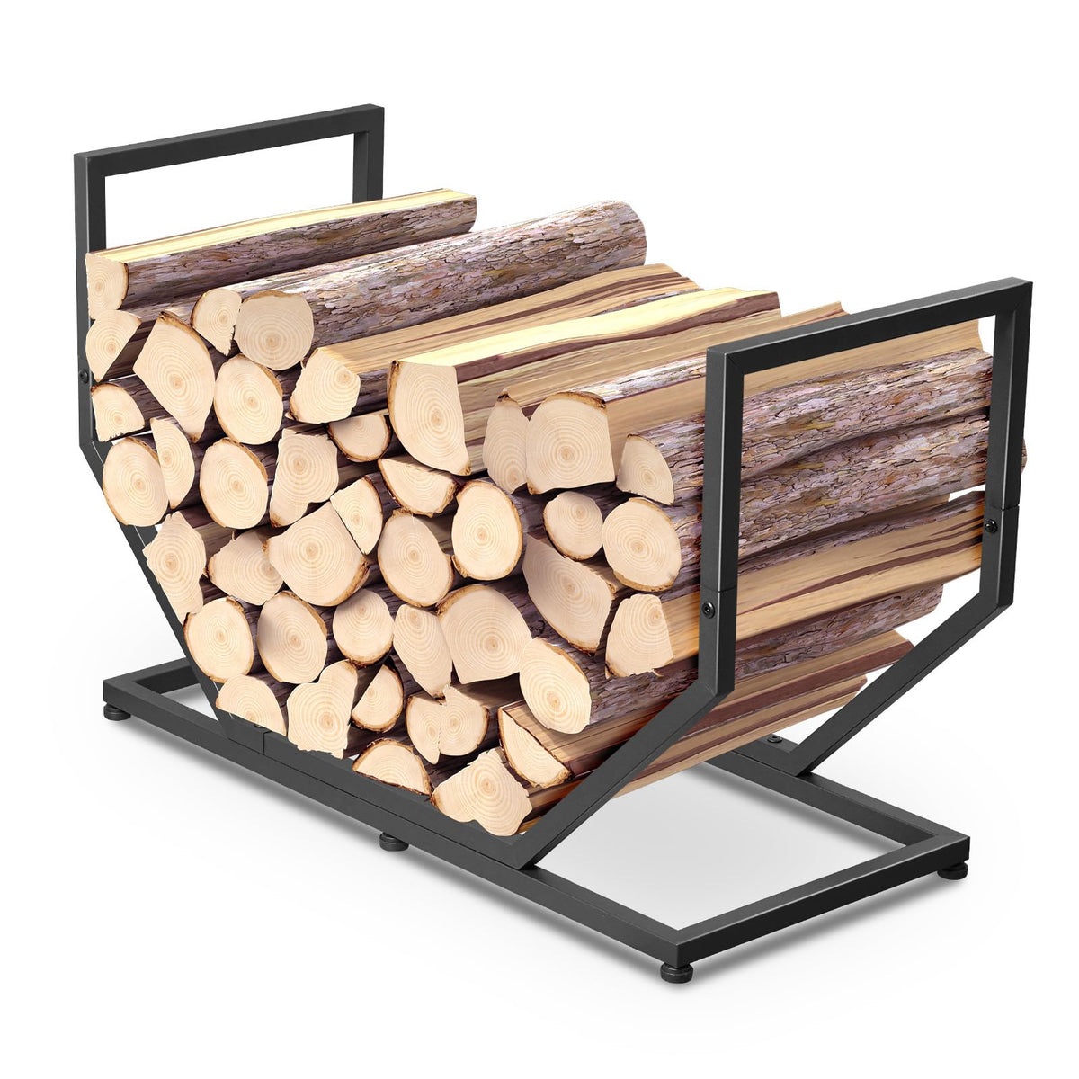 Yengoth Firewood Rack Outdoor Indoor,31 Inch Firewood Holder,2.58Ft Heavy Duty Metal Firepace Log Holder,Wood Storage Rack With