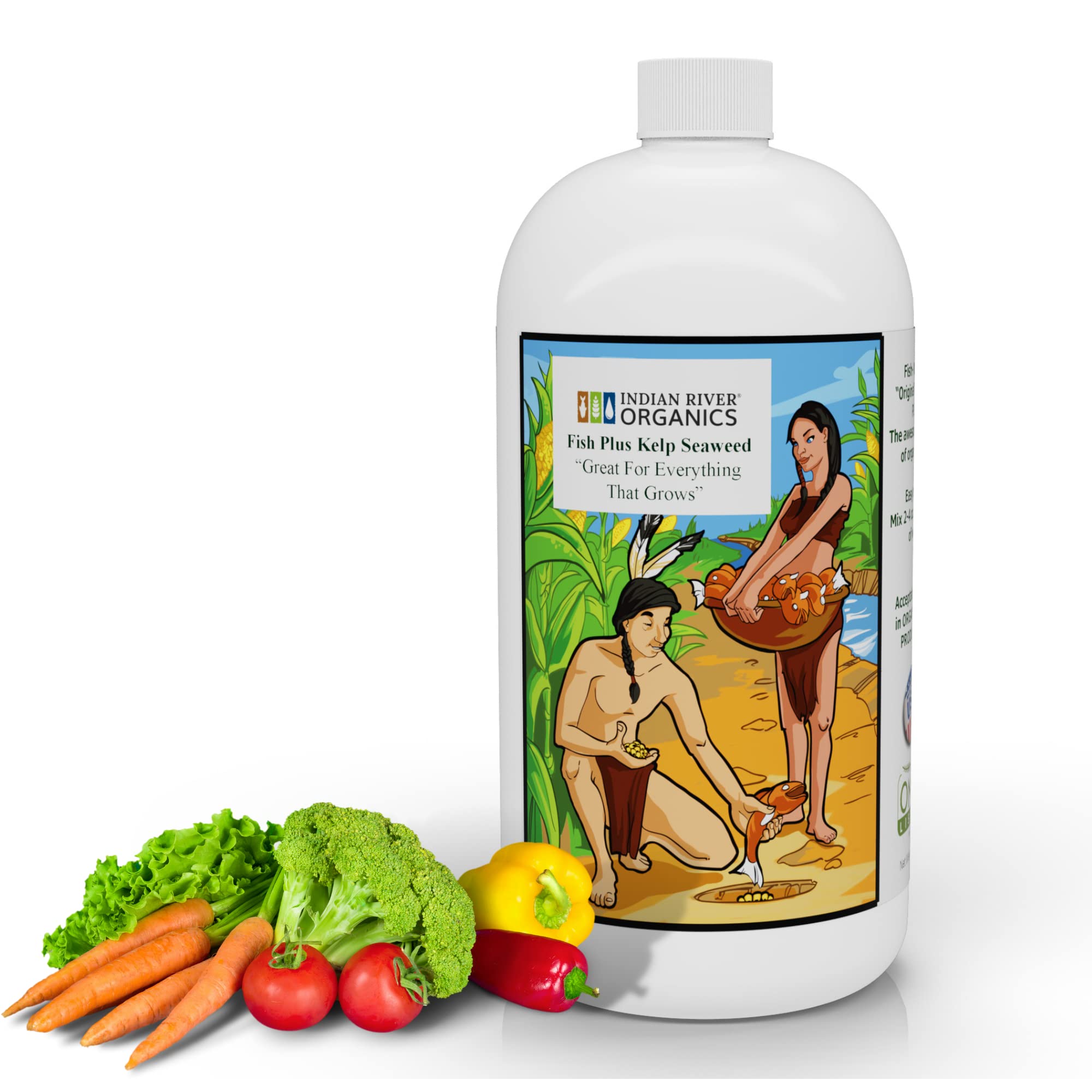 Indian River Organics Fish & Kelp Blend Fertilizer - Omri Listed Organic Fertilizer (36 Oz) 1 Quart- Liquid Organic Fish And Kel