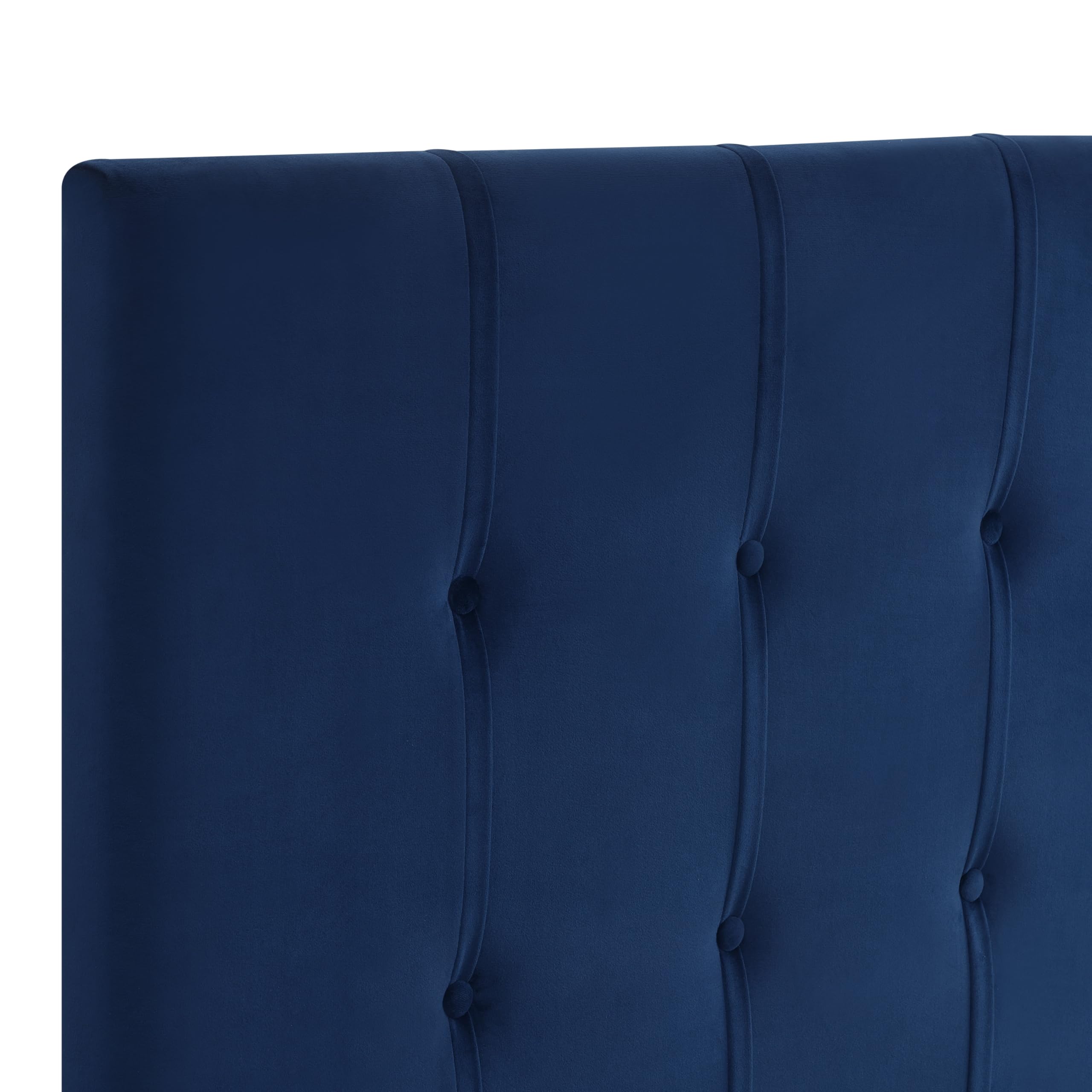 Steve Silver Furniture Regina Queen Blue Velvet Headboard, Modern, Contemporary Or Mid-Century, Bedroom, Soft Velvet Look, 64.2 'L X 50.7' H X 3.15' W, Navy Blue