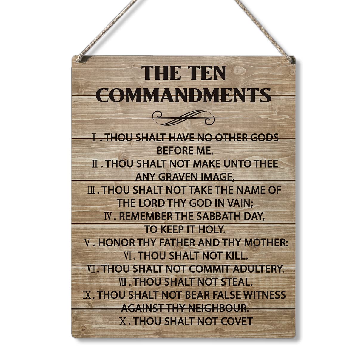 Inspirational Signs Gift Farmhouse the Ten Commandments Thou Shalt Have No Other Gods Before Me Wooden Hanging Sign Rustic Wall 