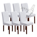Genina Waterproof Chair Covers For Dining Room, Stretch Jacquard Dining Chair Slipcovers Removable Washable Chair Protector For Kitchen, Parsons (Argyle-White, 6 Pcs)