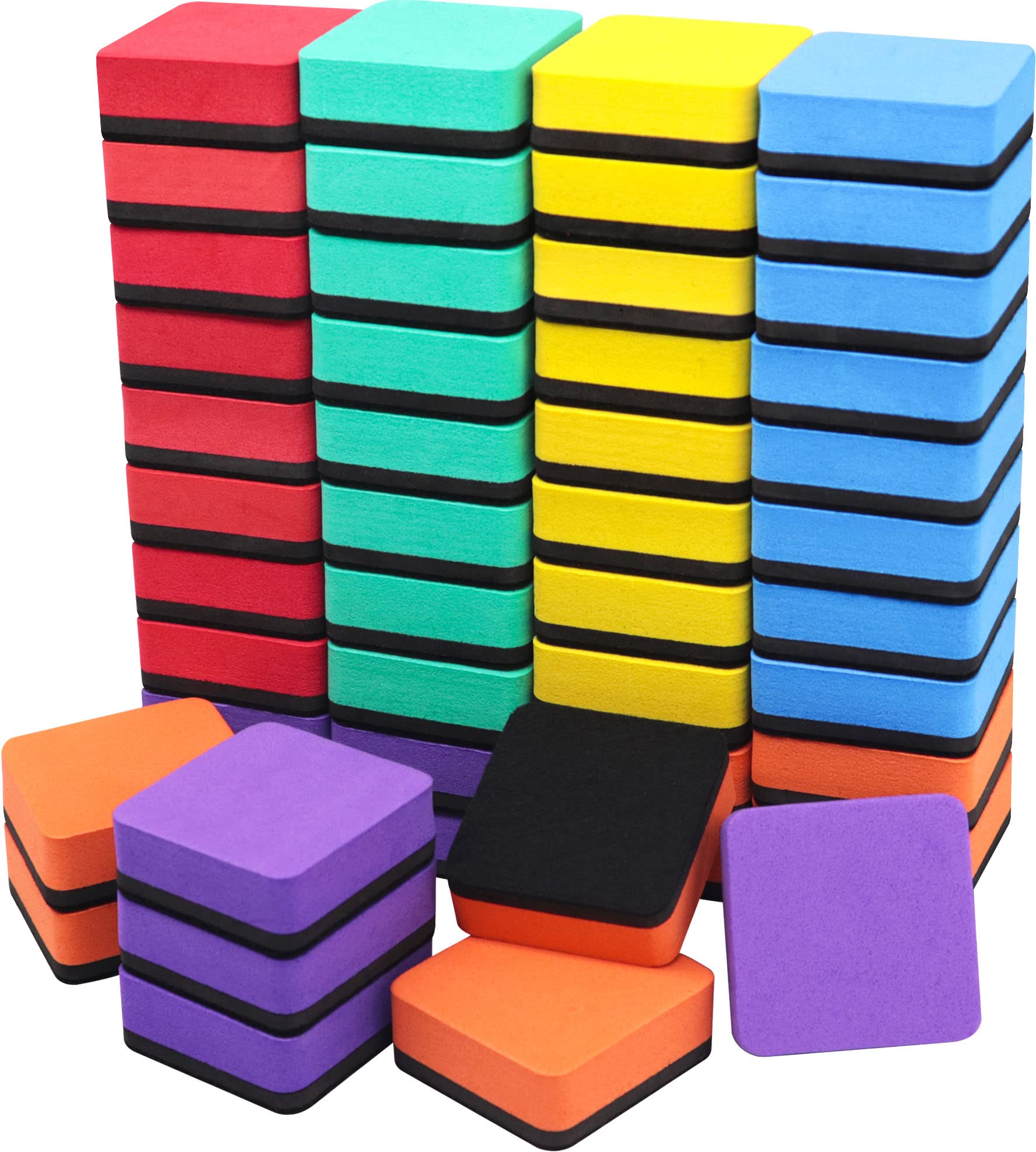 Yjwfhpu Mini Dry Erase Erasers, 48 Pack Magnetic Whiteboard Eraser For Kids, Chalkboard Cleansers For Classroom, Home And Office