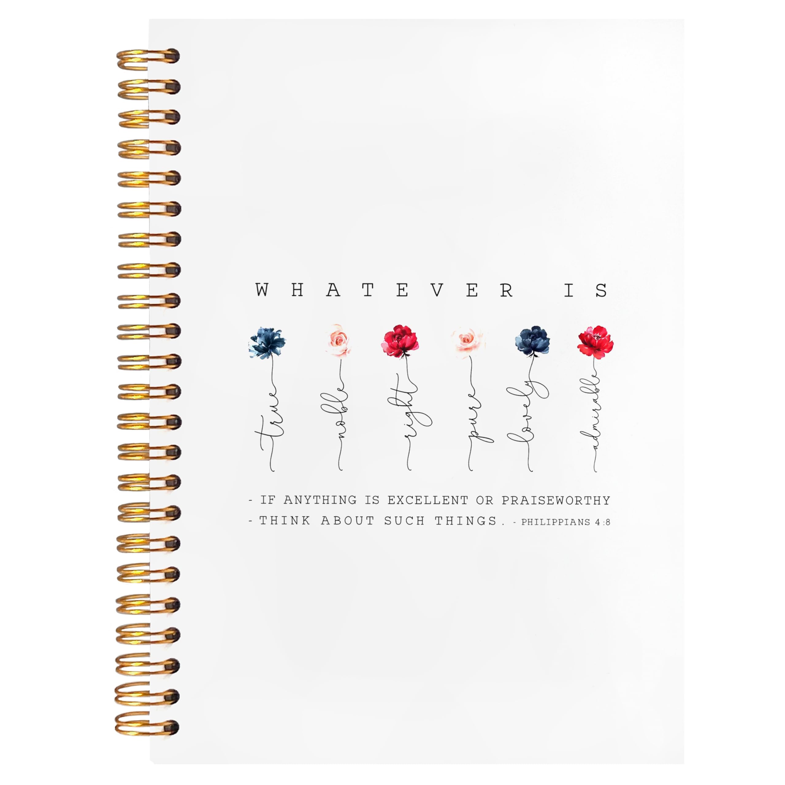 Bearcake Prayer Journal For Woman,Spiral Bible With Note Taking Space,Christian Gifts For Women,Philippians 4:8 Whatever Is True