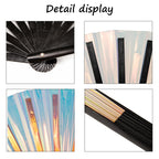 Colorful Laser Rave Hand Fan,Large Folding Hand Rave Fan For Festival&Halloween,Clack Handheld Fan For Party,Rainbow Rave Access