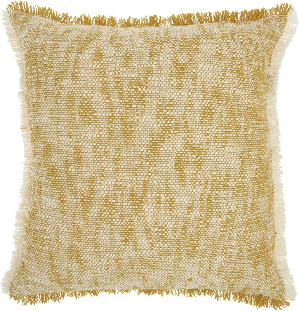 HomeRoots 100% Cotton Mustard and Ivory Abstract Pattern Throw Pillow