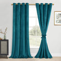 DWCN Teal Velvet Blackout Curtains - 90 Inches Long Tieable Window Curtains Panels Grommet Design Thick Fabric Thermal Insulated