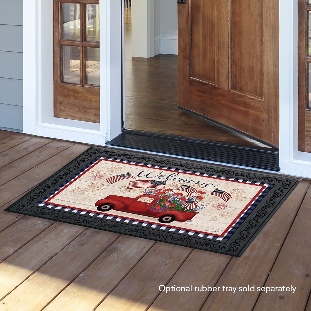 Briarwood Lane Stars And Stripes Truck Patriotic Doormat - 30X18 Inches - Welcome Mats For Front Door Outside - Doormat Indoor Entrance - Door Mat Outdoor Entrance - Front Door Mat For Everyday Use