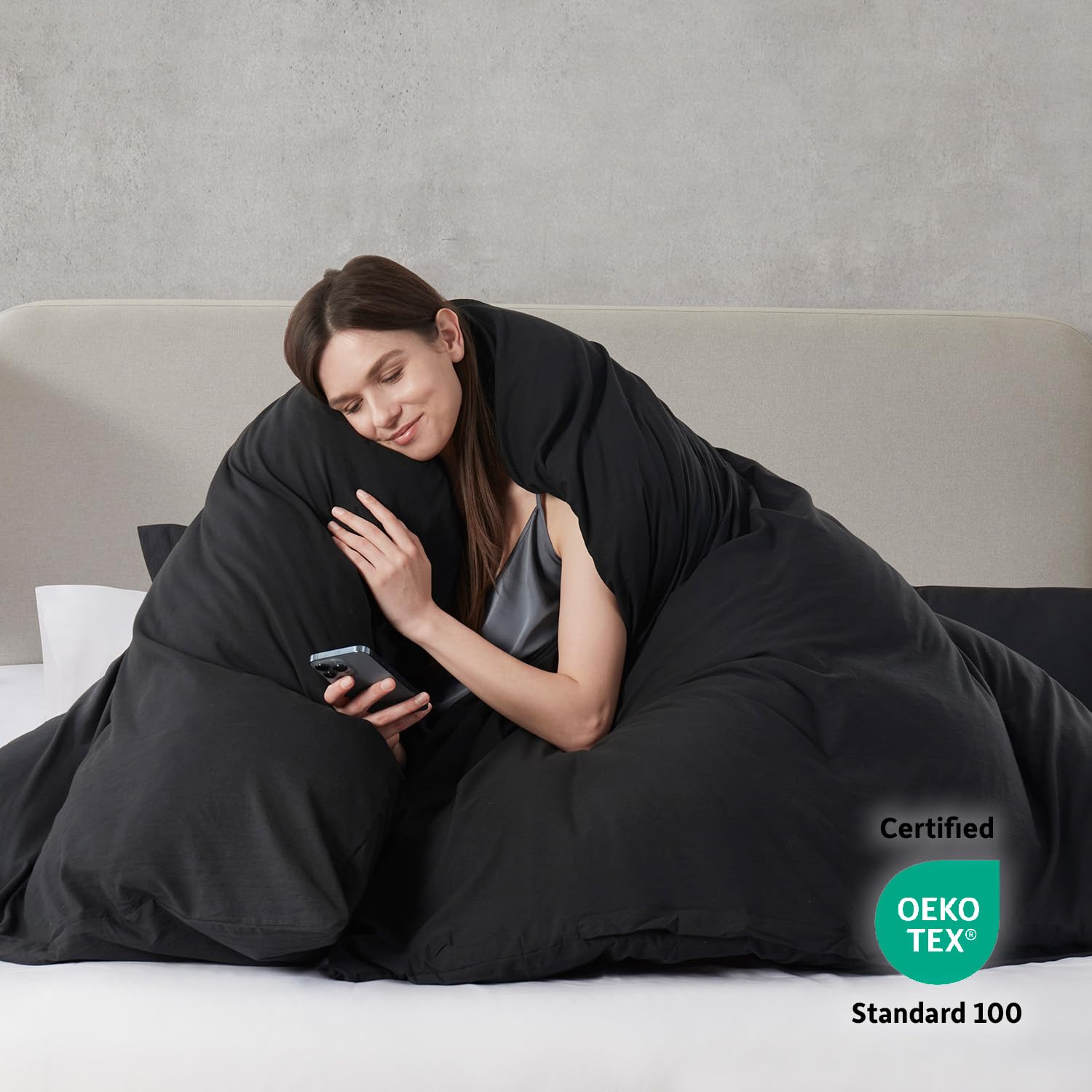 Nestl Black Duvet Cover Full Size - Soft Prewashed Full Size Duvet Cover Set, 3 Piece, With Zipper Closure, 1 Duvet Cover 80X90 Inches And 2 Pillow Shams