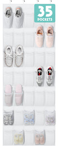 Tiblue Over The Door Shoe Organizer 35 Mesh Pockets Hanging Shoe Organizer Shoe Rack For Door Closet Entryway Bedroom Pantry Org