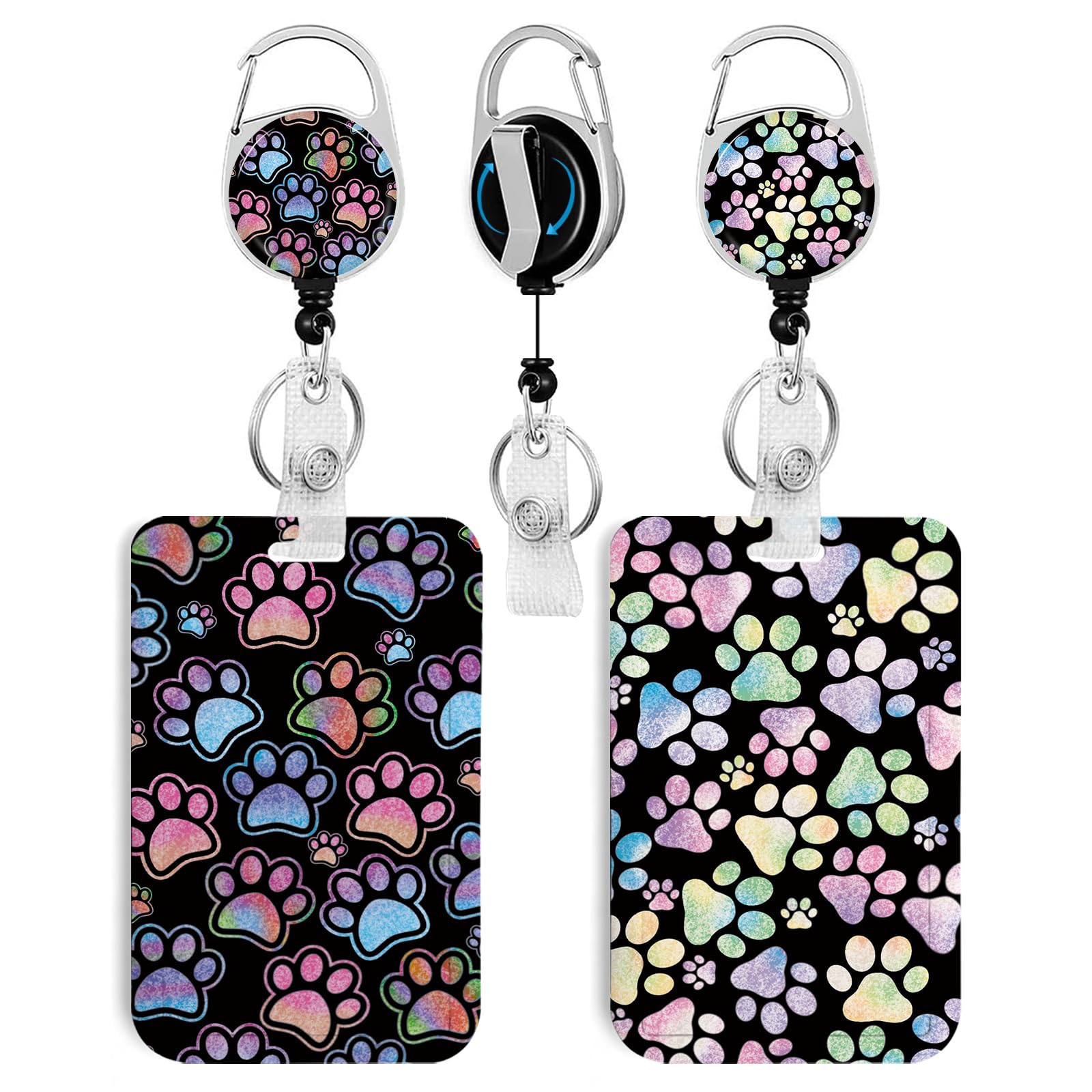 2 Pack Dog Paw Id Badge Holder With Clip Badge Reels Retractable Heavy Duty,Keychain,Id Holder For School Nurse Office 2