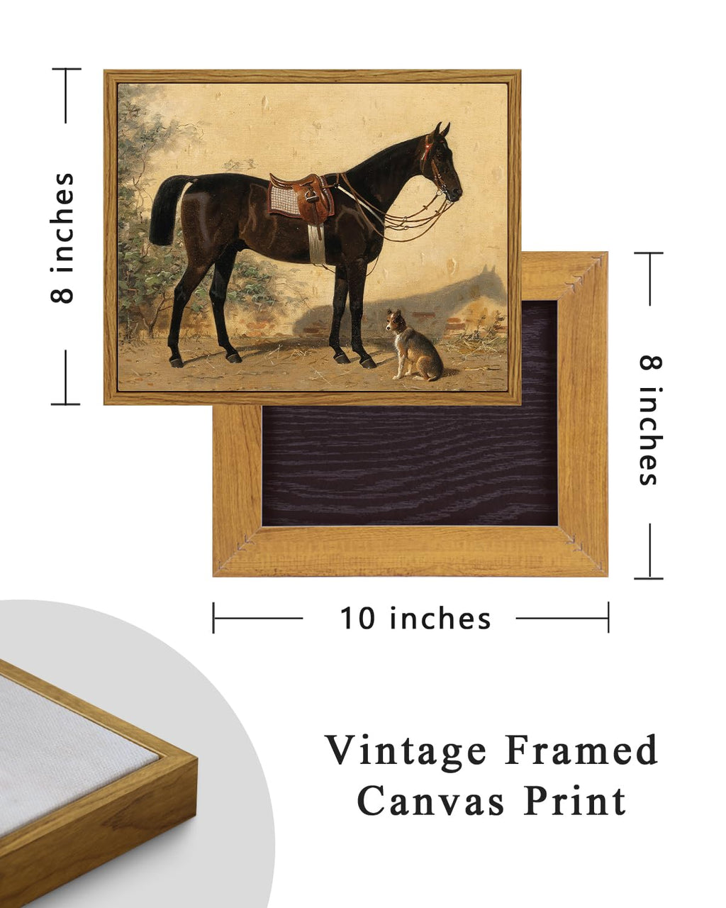 Arpeotcy Framed Canvas Horse Wall Art, Horse Art Print For Home Decor, Rustic Farmhouse Country Wall Decor For Living Room, Bedr