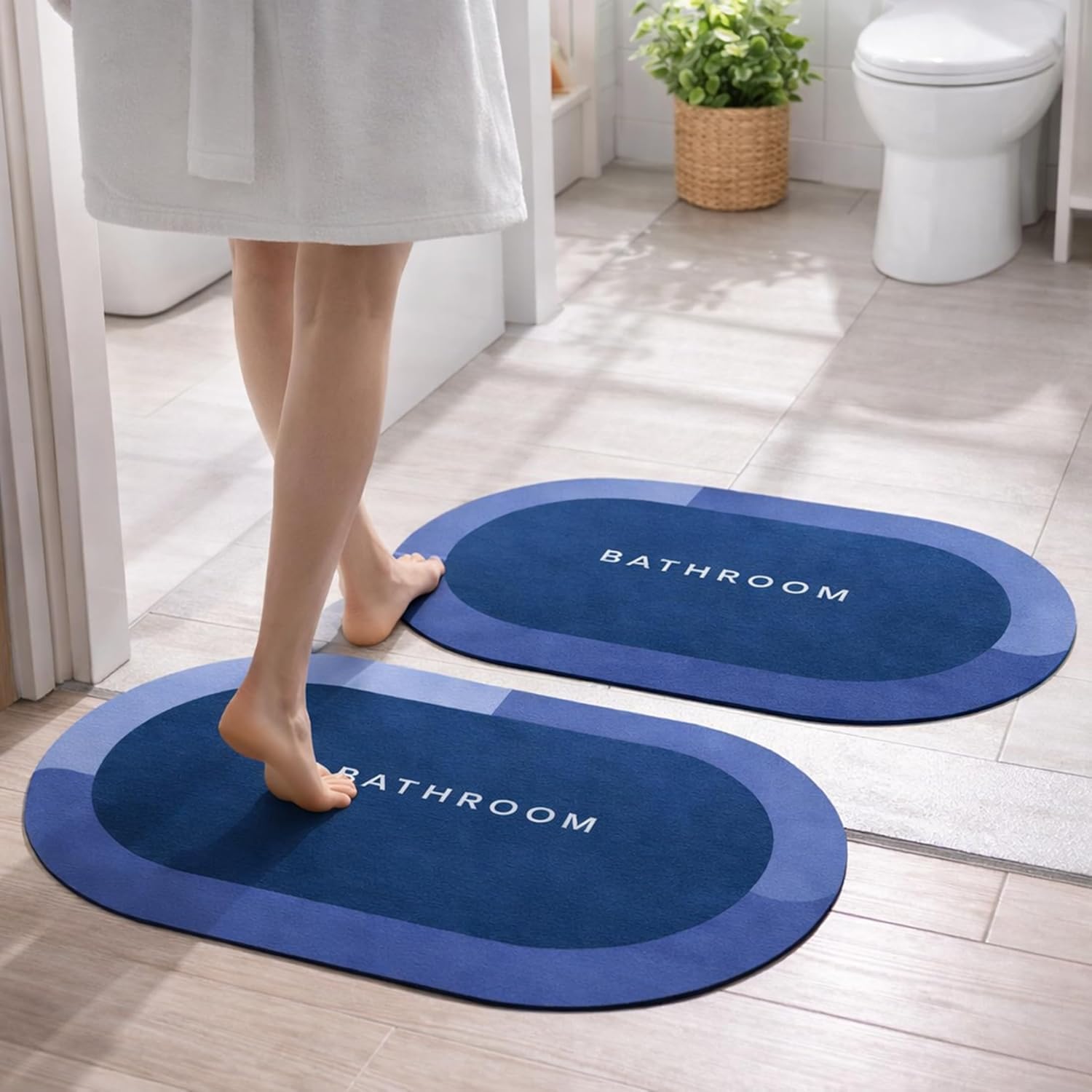 UDEETA MART Pack of 2 Quick Dry Soft Water Absorbing Bathroom Mat  AntiSkid NonSlip Rubber Back Doormat for Bathroom, Kitchen