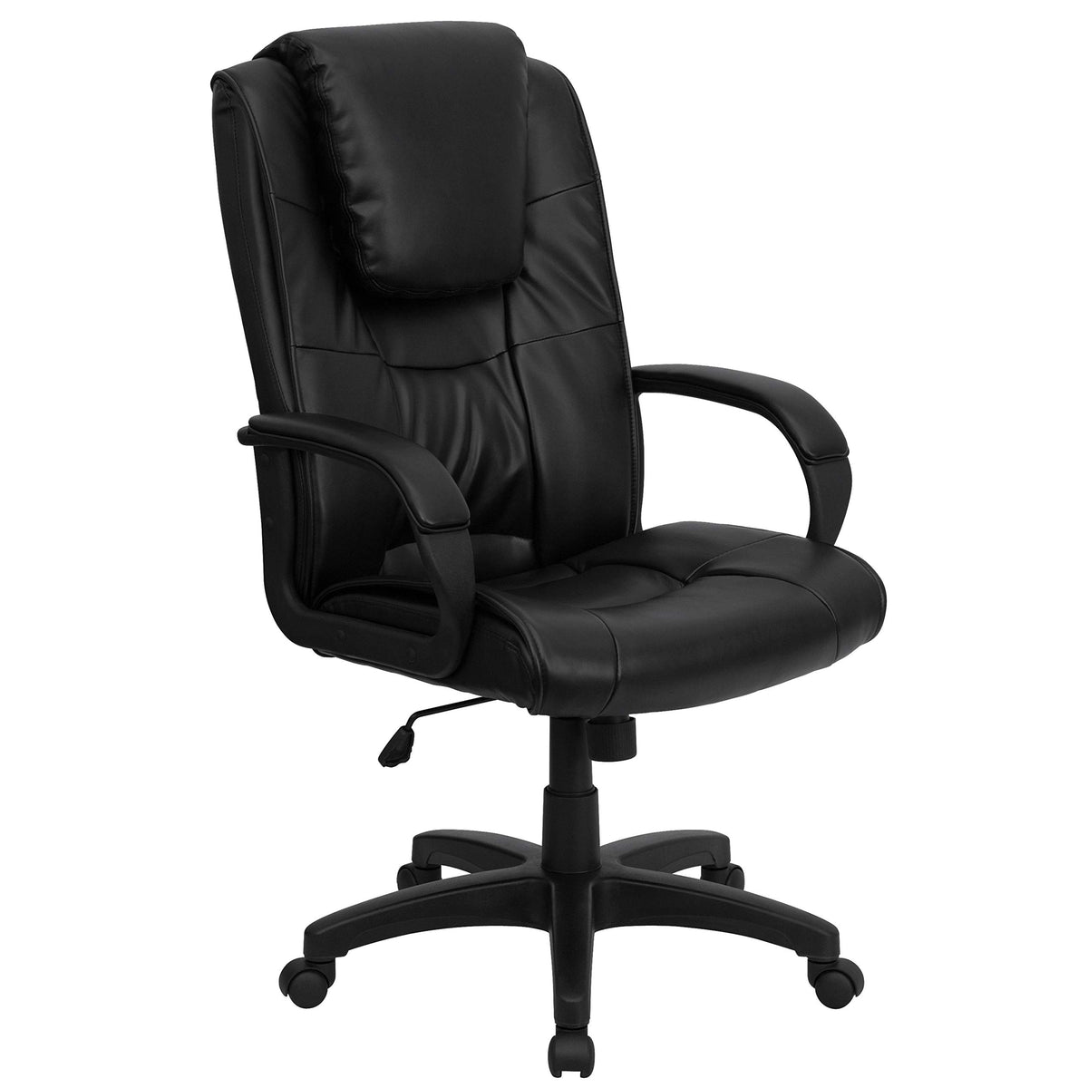 Flash Furniture Jessica High Back Black LeatherSoft Executive Swivel Office Chair with Oversized Headrest and Arms