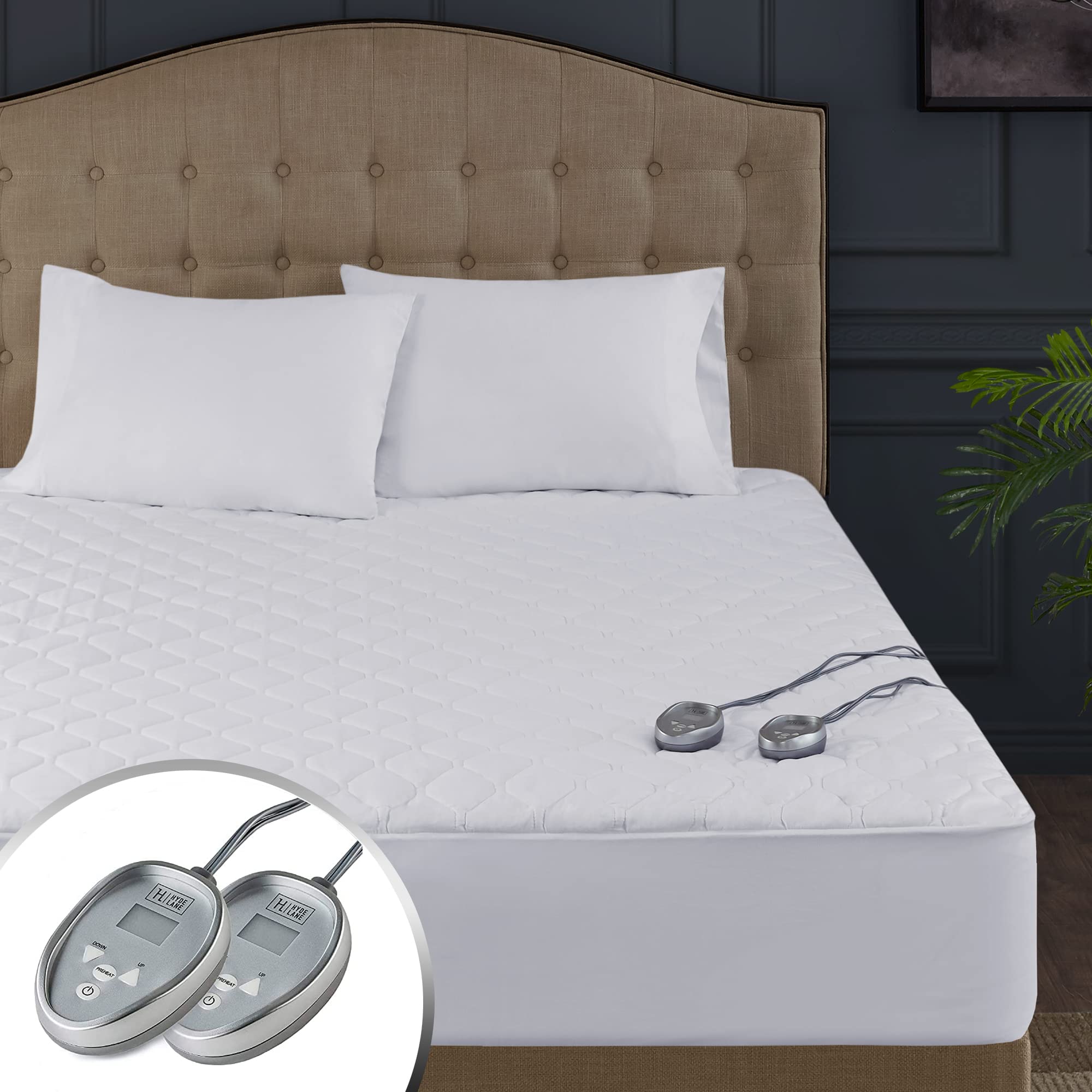 King Size Heated Mattress Pad With Dual Control, 100% Cotton Electric Bed Warmer, 20 Heat Settings, Quick Heating & Auto Shut-Of